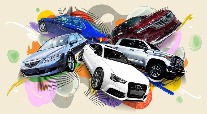 illustration of many used cars