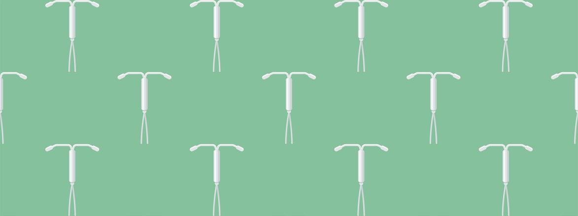 repeating IUDs on a green background