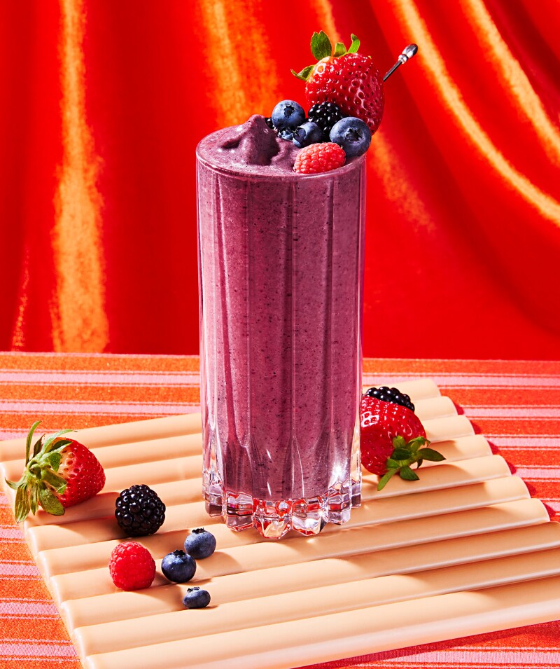 Smoothie styled on colorful background