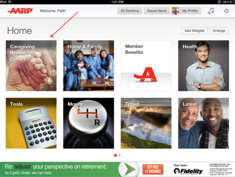AARP Caregiving Resource Center iPad app