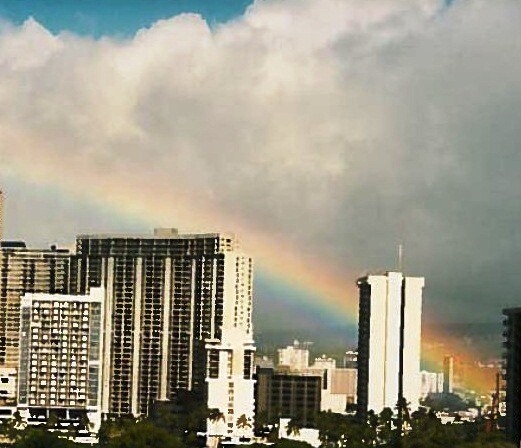 Rainbow over Honolulu.