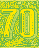 illustration of number 70 with floral background
