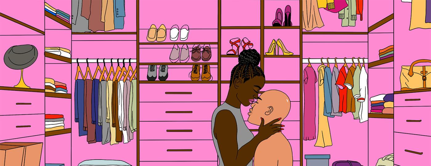 illustration of couple making love in closet by alicia rihko