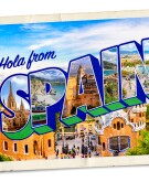 photo collage of hola from spain postcard, spain, travel