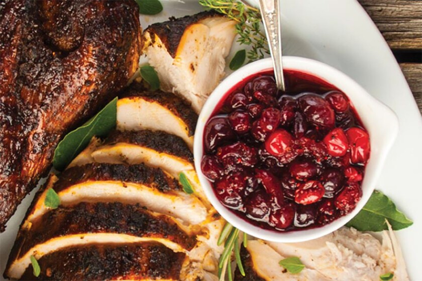 Coffee-spiced cranberry sauce with turkey