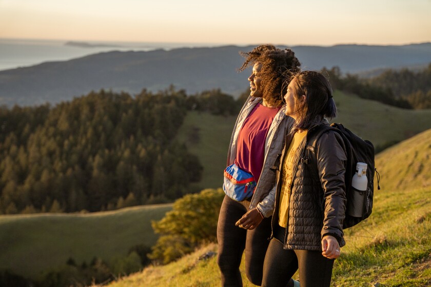 Two women hiking in the mountains