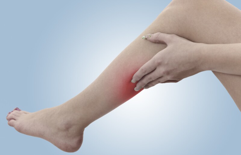 Pain in a woman calf