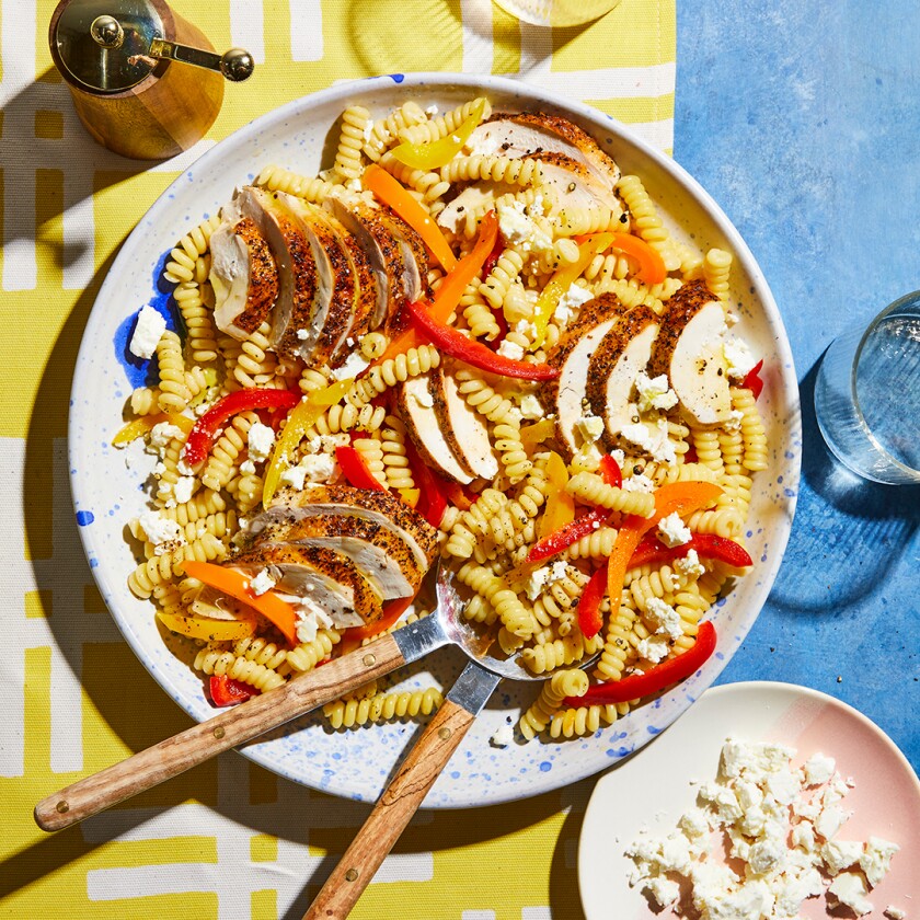 Chicken, Pepper, And Feta Pasta