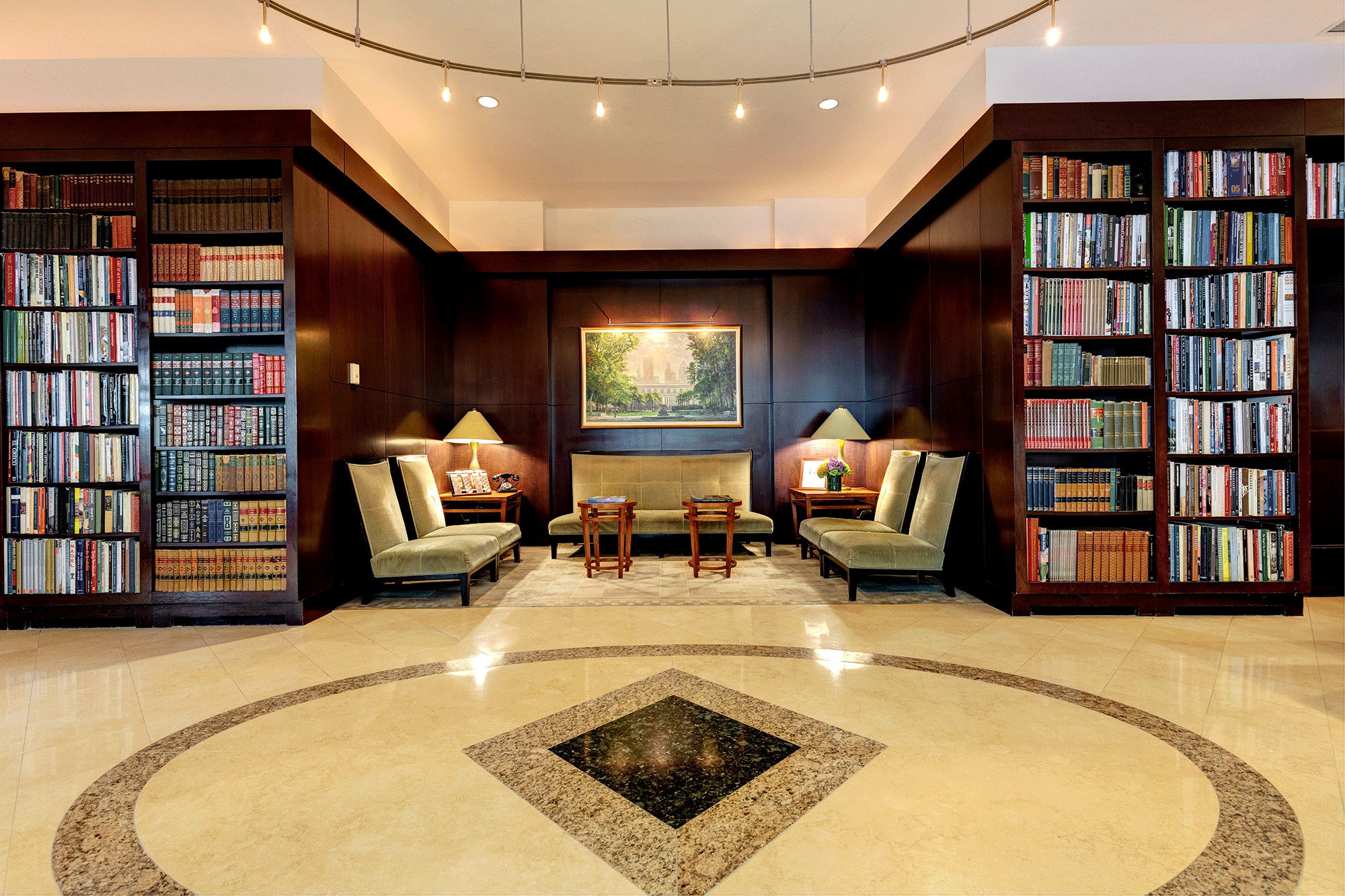 Interior of library hotel