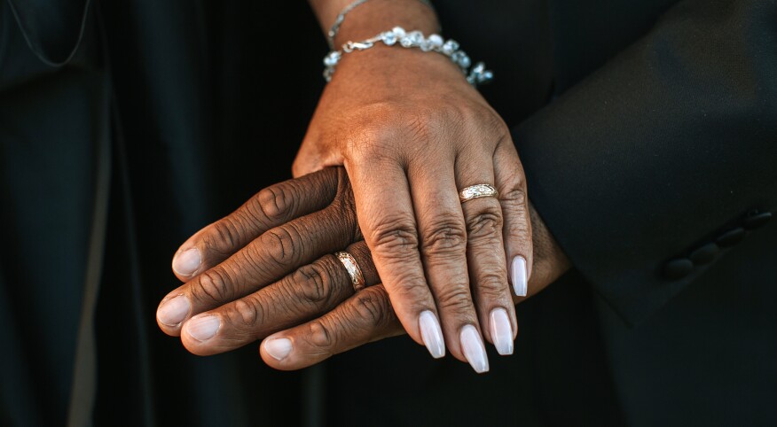 Wedding Couple's Hands With Rings