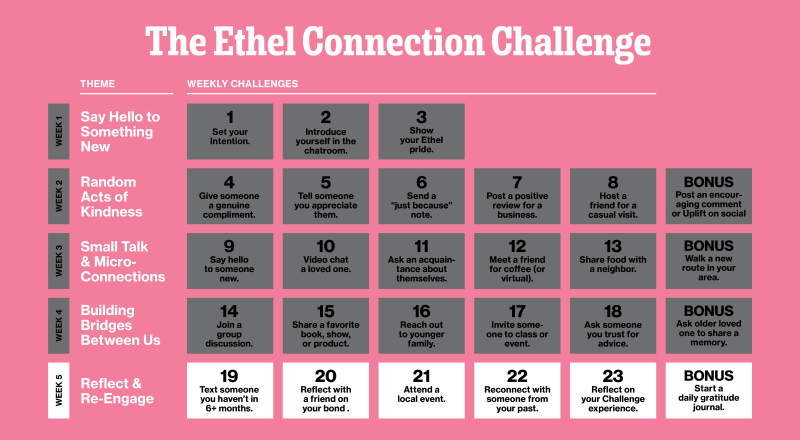 Week 5 Connection Challenge shows activities relating to reflecting and re-engaging