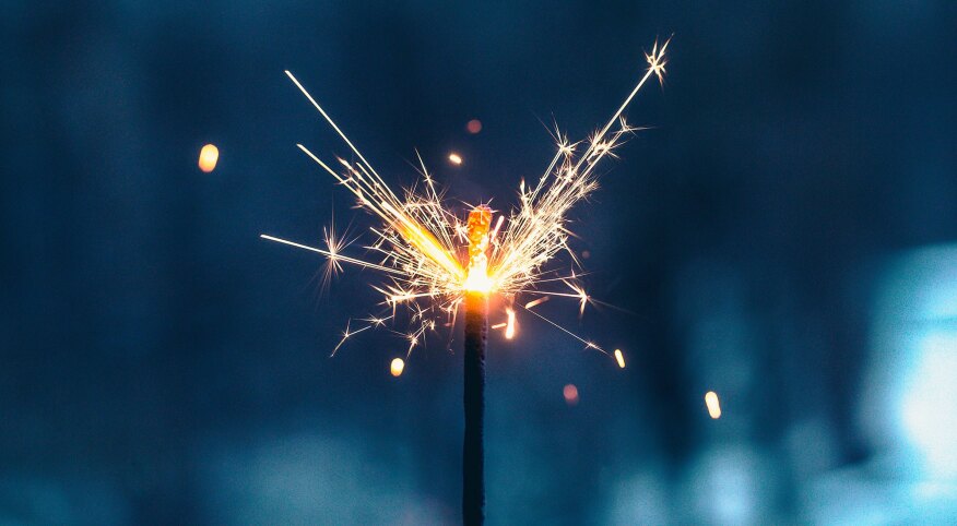 Firework at night with blue background