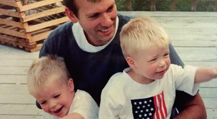 Ted Spiker with his twin sons