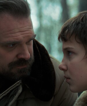 David Harbour, Millie Bobby Brown in Stranger Things