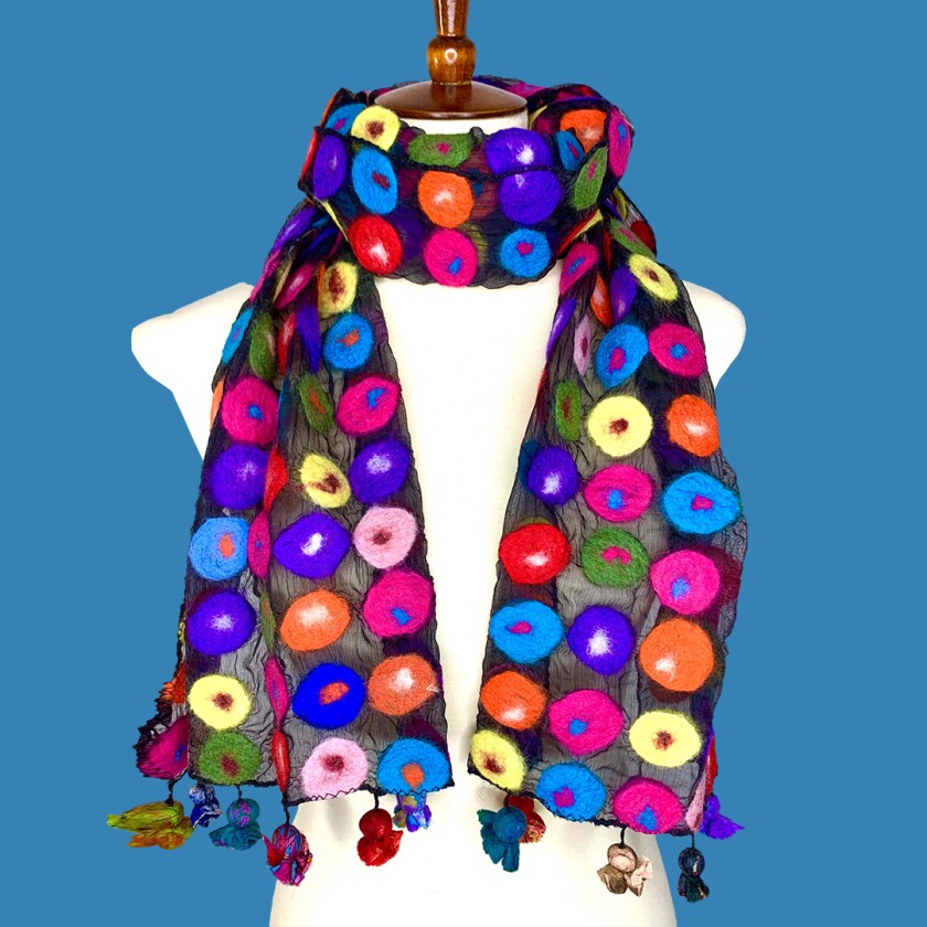 Polka Dot scarf on blue background