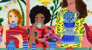 illustration of ladies drinking tea by roeqiya fris