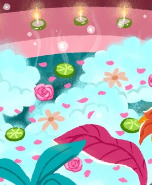 illustration_of_bubble_bath_with_flowers_and_leaves_by_charlot_kristensen_612x386