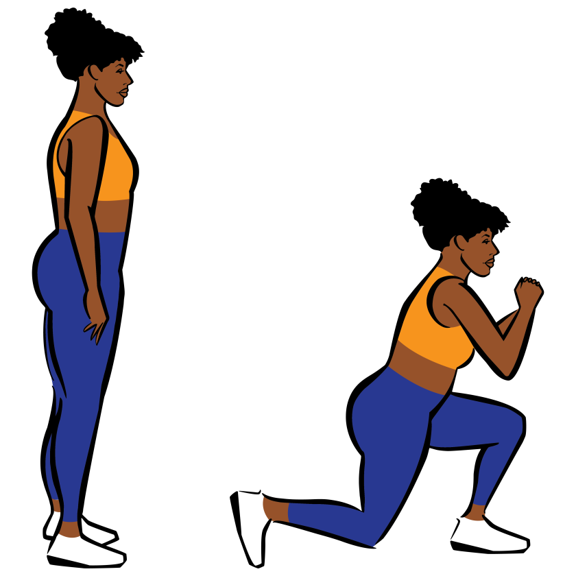 illustration of woman doing reverse lunges