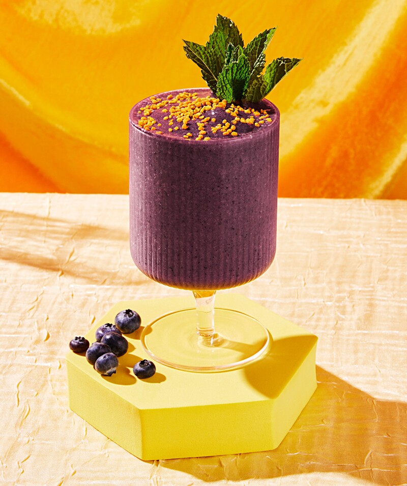 Smoothie styled on colorful background