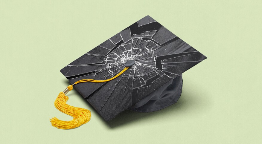 Shattered graduation cap