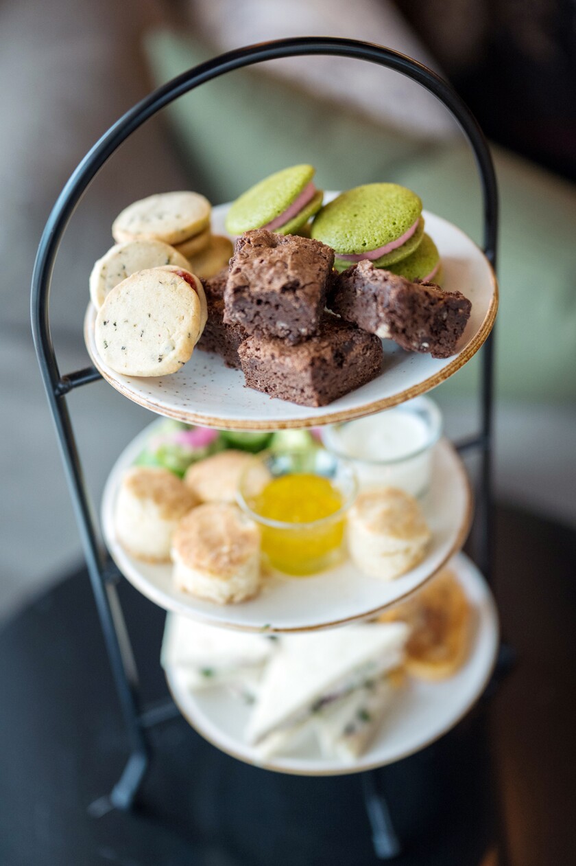 High tea food and sandwiches at The Café at Thistle Farms