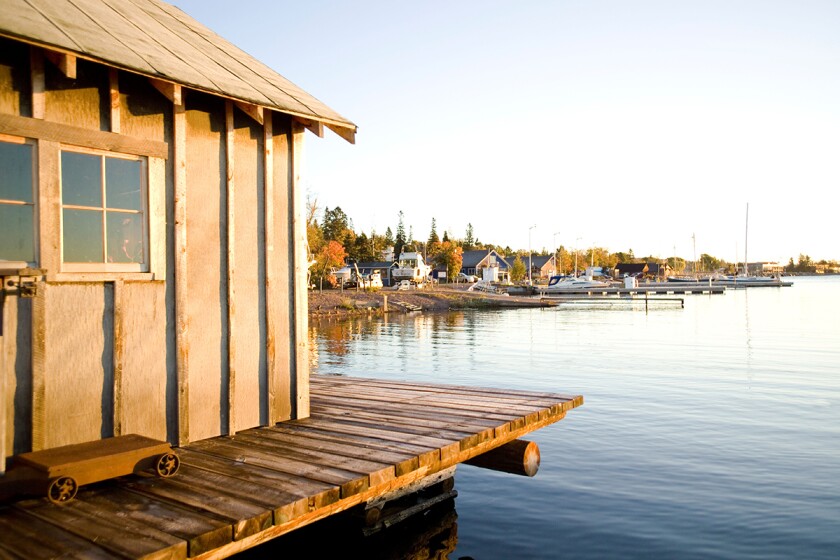 Fish House at the North House Folk School on Lake Superior in Grand Marais Minnesota