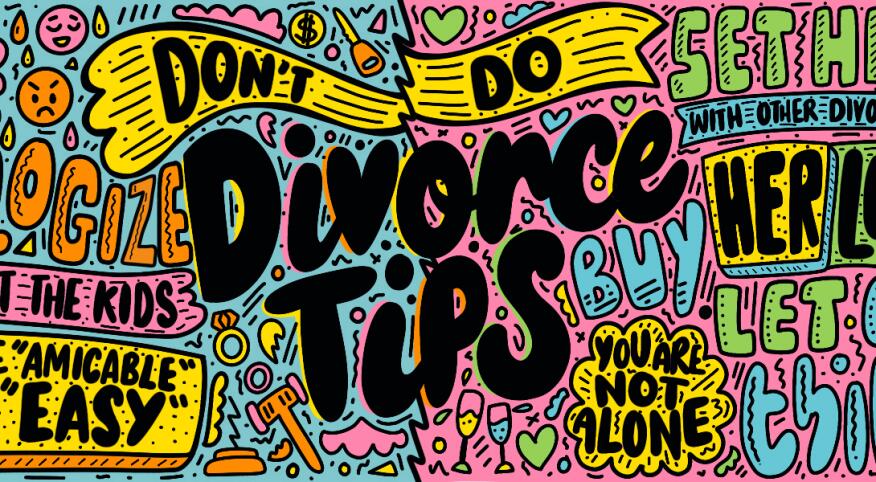 illustration of words for divorce tips