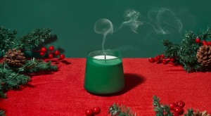an extinguished candle during the winter holidays