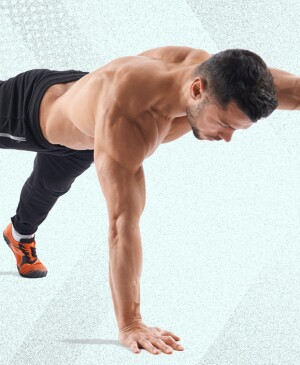 Man doing the bird dog exercise