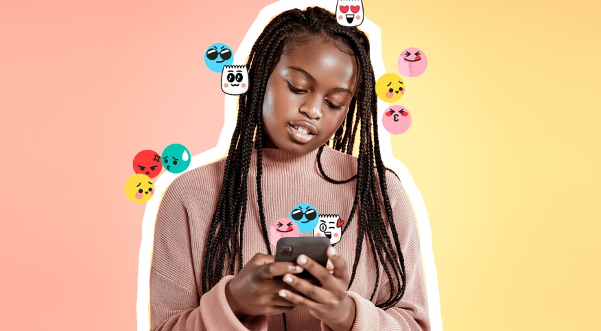 Teenage girl interacting with her smart phone