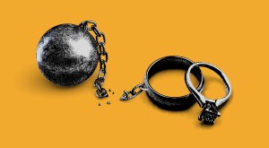 Ball and chain with wedding ring