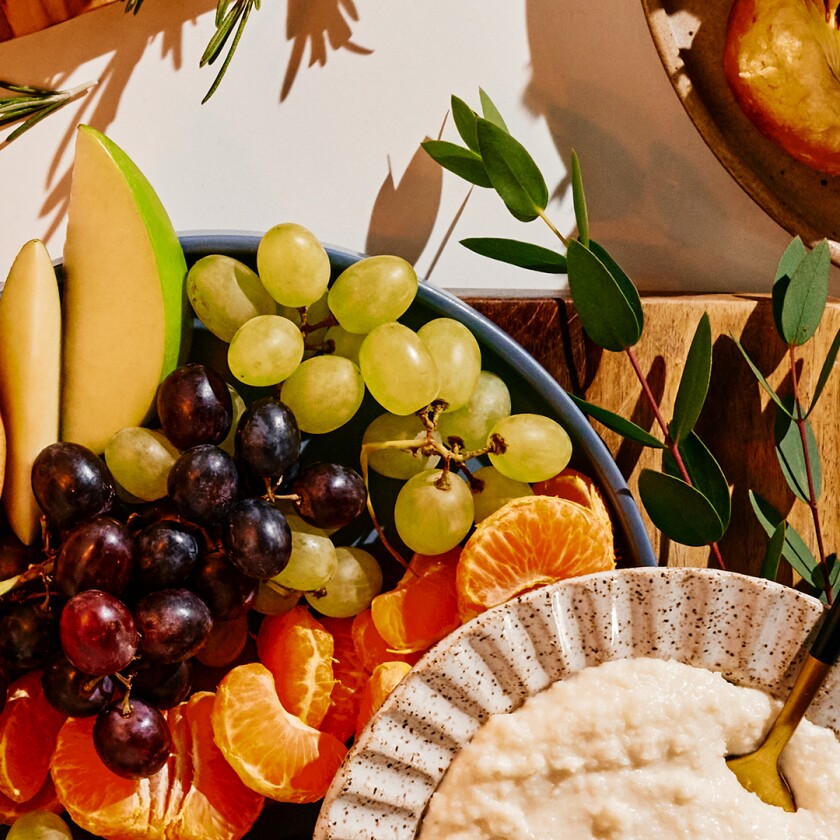 Fruit and fruit dip appetizer