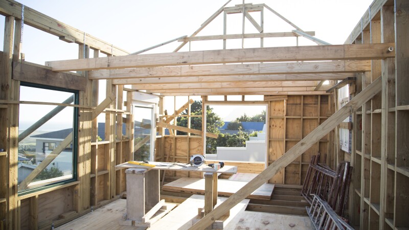 Wood framed home under construction