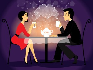 Dating couple scene, love confession vector illustration