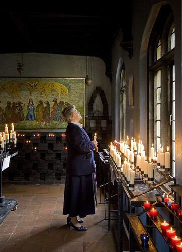 woman at Catholic shrine