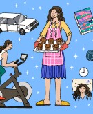 illustration of woman doing different habits