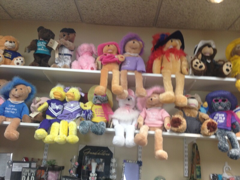 Shelves of stuffed animals sold at nursing home gift shop