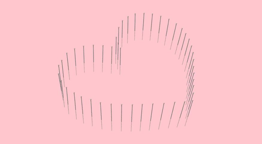 illustration of heart symbol with  acupunture needles