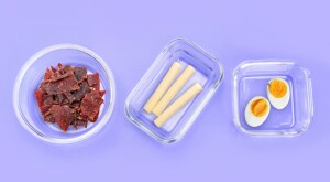 photo collage of snacks in glass containers