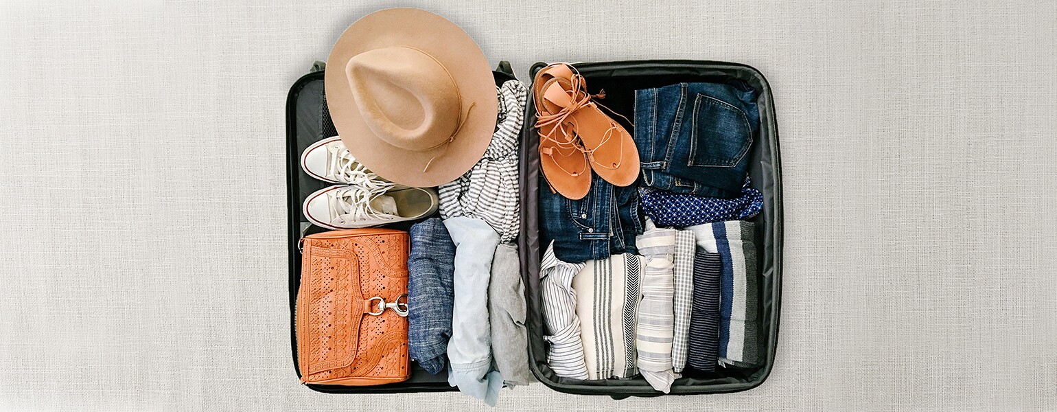 image of open suitcase neatly packed