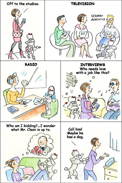 Comic strip of a woman on her 40s.