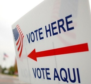 Vote here sign