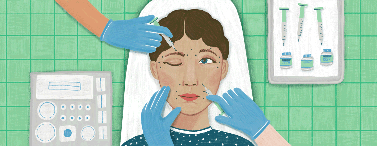 animation of lady getting botox