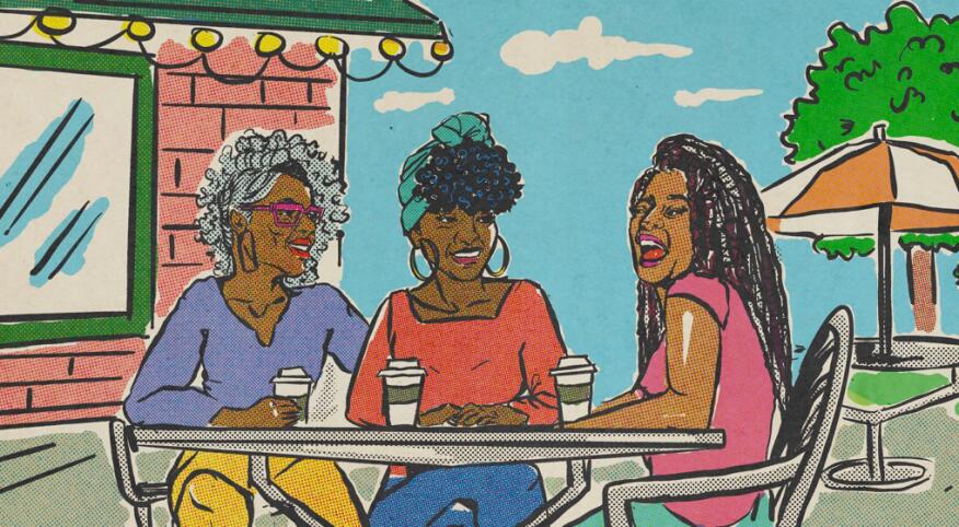 illustration_of_females_sitting_together_drinking_coffee_and_talking_by_Amanda_Howell Whitehurst_1440x560