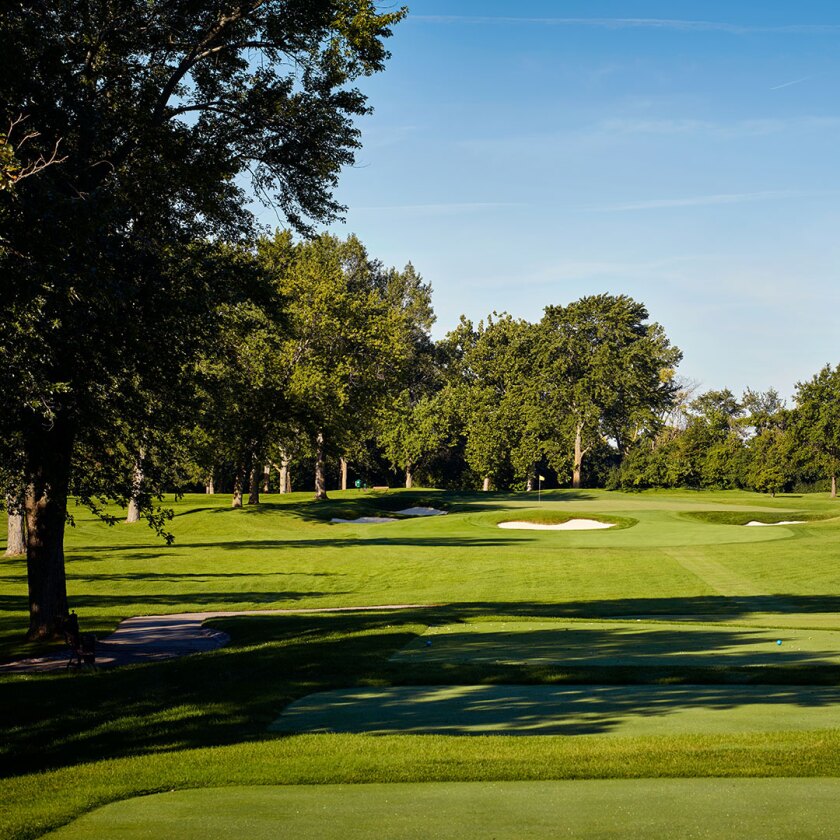 View from the 17th hole of Olympia Fields Country Club in Olympia Fields, Illinois. 