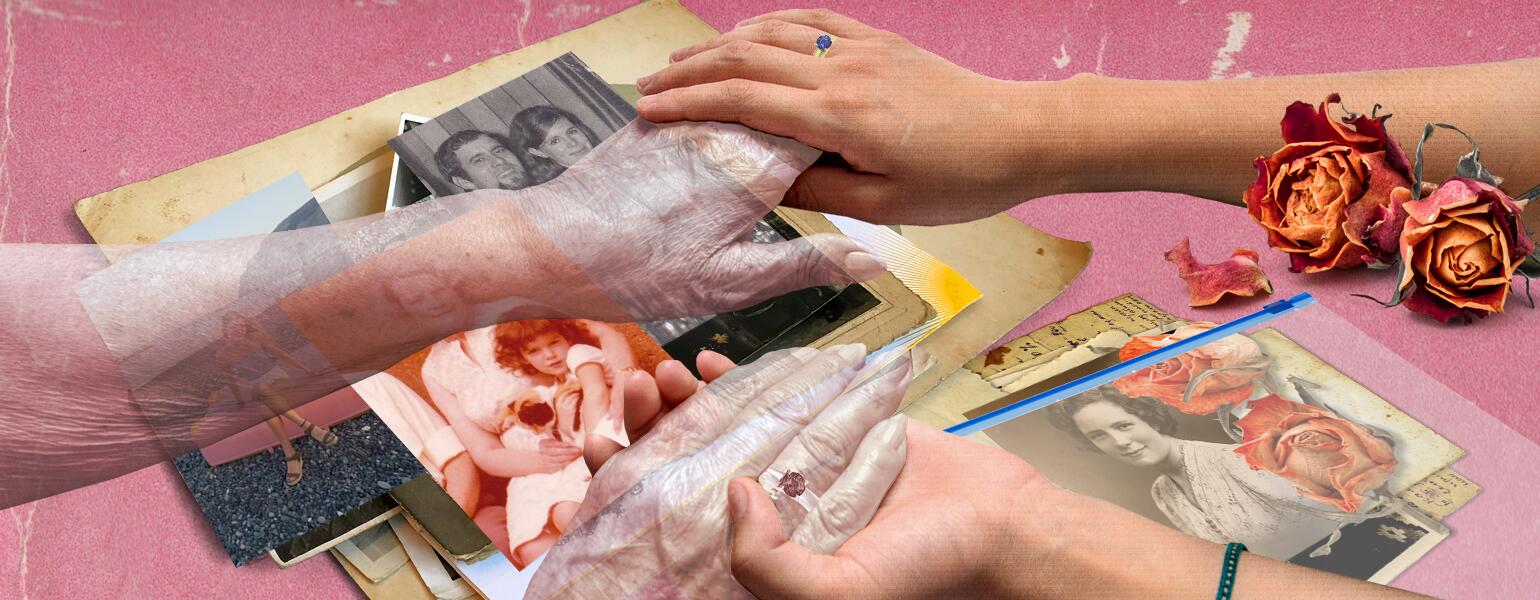 photo collage of grandmother holding hands with granddaughter by michelle thompson