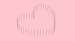illustration of heart symbol with  acupunture needles