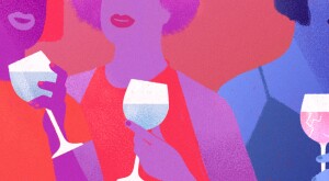 illustration of women with wine glasses in their hands