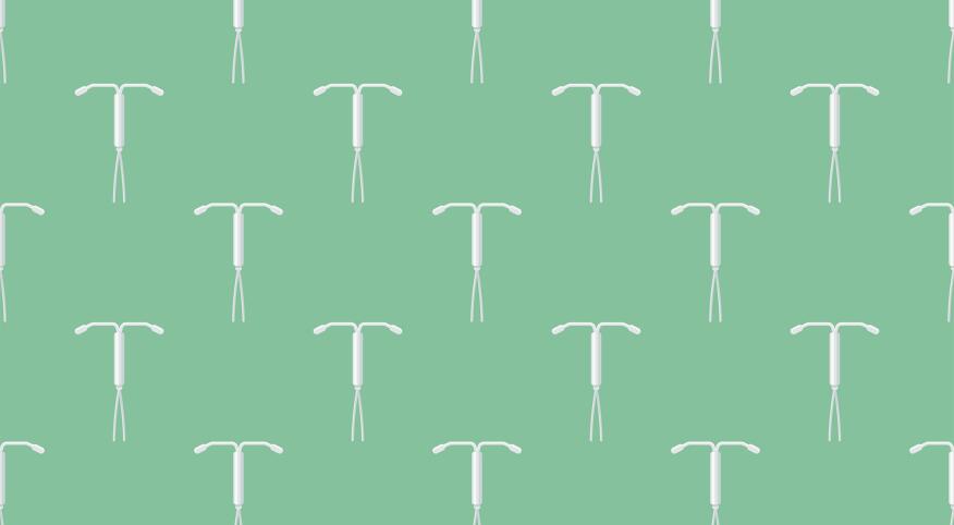 repeating IUDs on a green background
