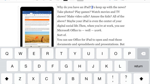 Screenshot of Microsoft Word for iPad